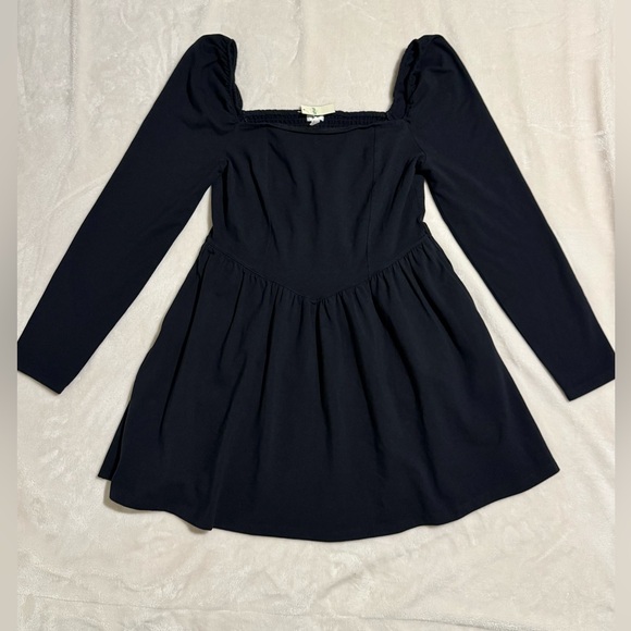 Aerie Knit NWT Fit & Flare Stretchy Black Mini Dress Womens Sz L Dress Pockets - Picture 12 of 15